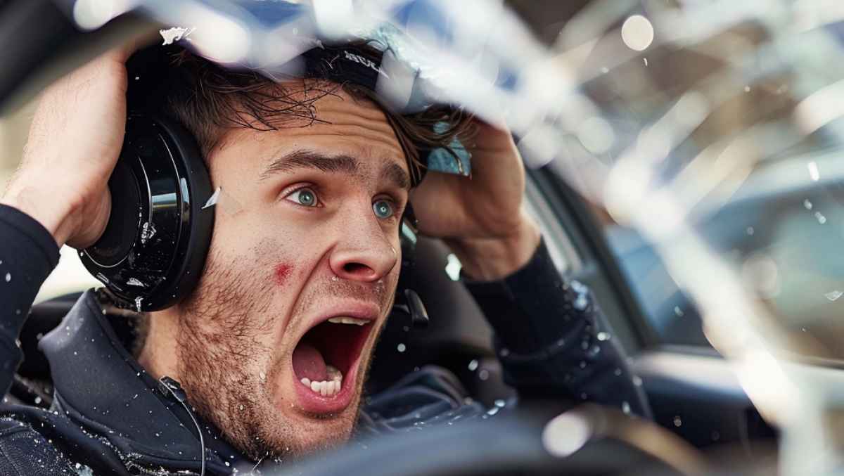 wearing headphones while driving