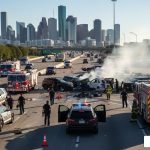Houston highway accident scene with emergency vehicles - houston police department accident report