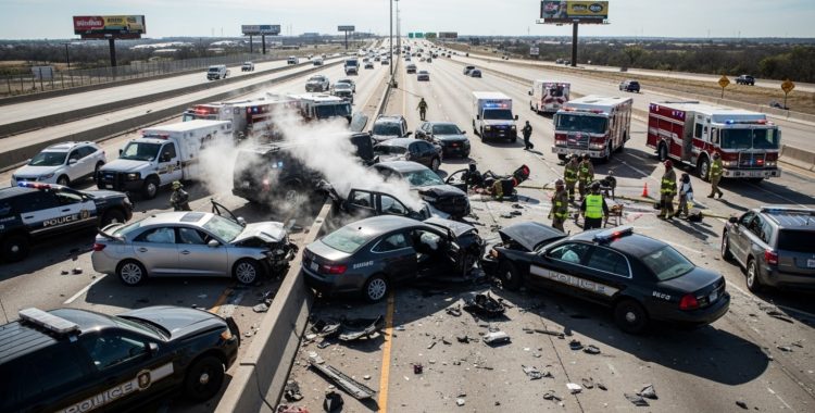 Texas highway traffic accident scene - texas car accident liability claim types