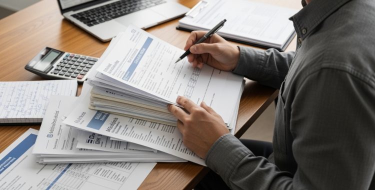 person reviewing medical bills and accident documents - Personal injury legal advice