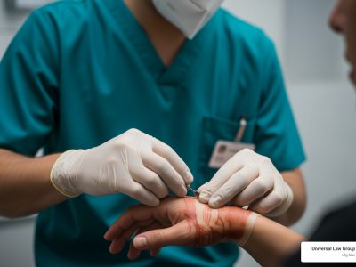 doctor treating a Degloving Injury