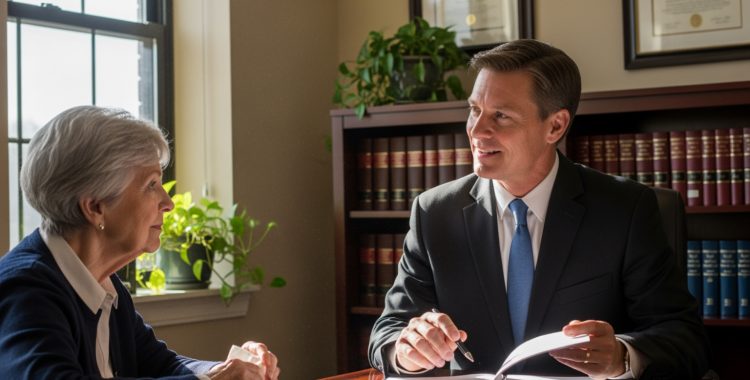 compassionate lawyer reviewing documents with a grieving family member - how to prove wrongful death