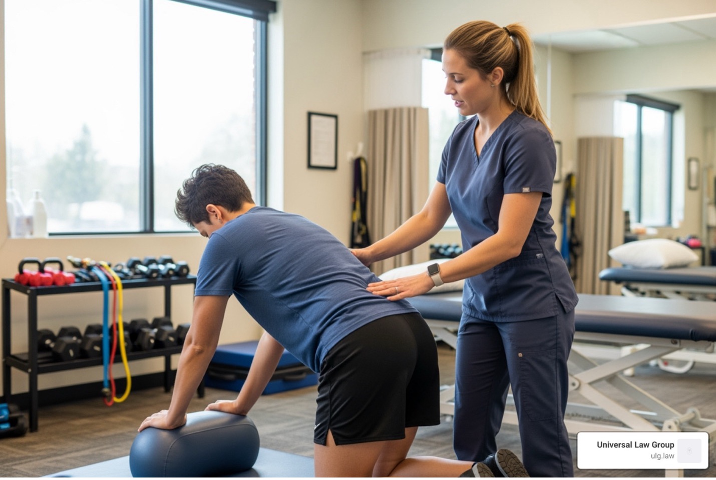 Injury victim in physical therapy for a back injury after a Houston premises liability accident